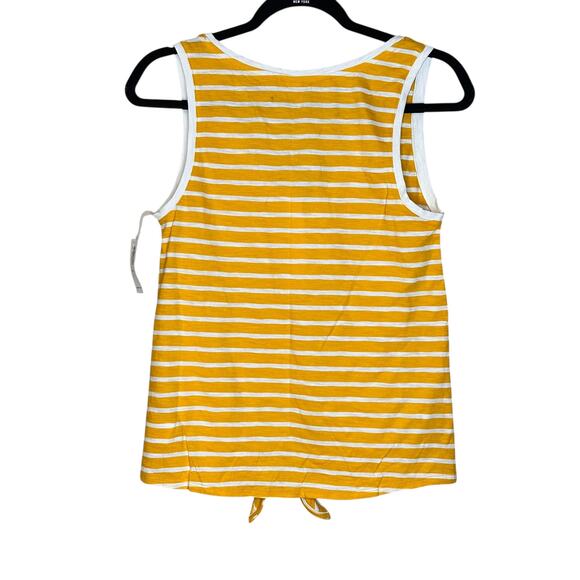 Old Navy Button V-neck Cotton Tank Top Yellow White Striped Sz Small Petite NWT - Picture 5 of 5